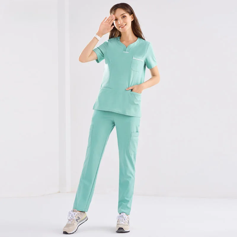 Plus Size 6 Pocket Functional Women Quick Dry Anti-pilling Nursing Medical Outfits Doctor Salon Lab Custom Logo Scrub Uniforms