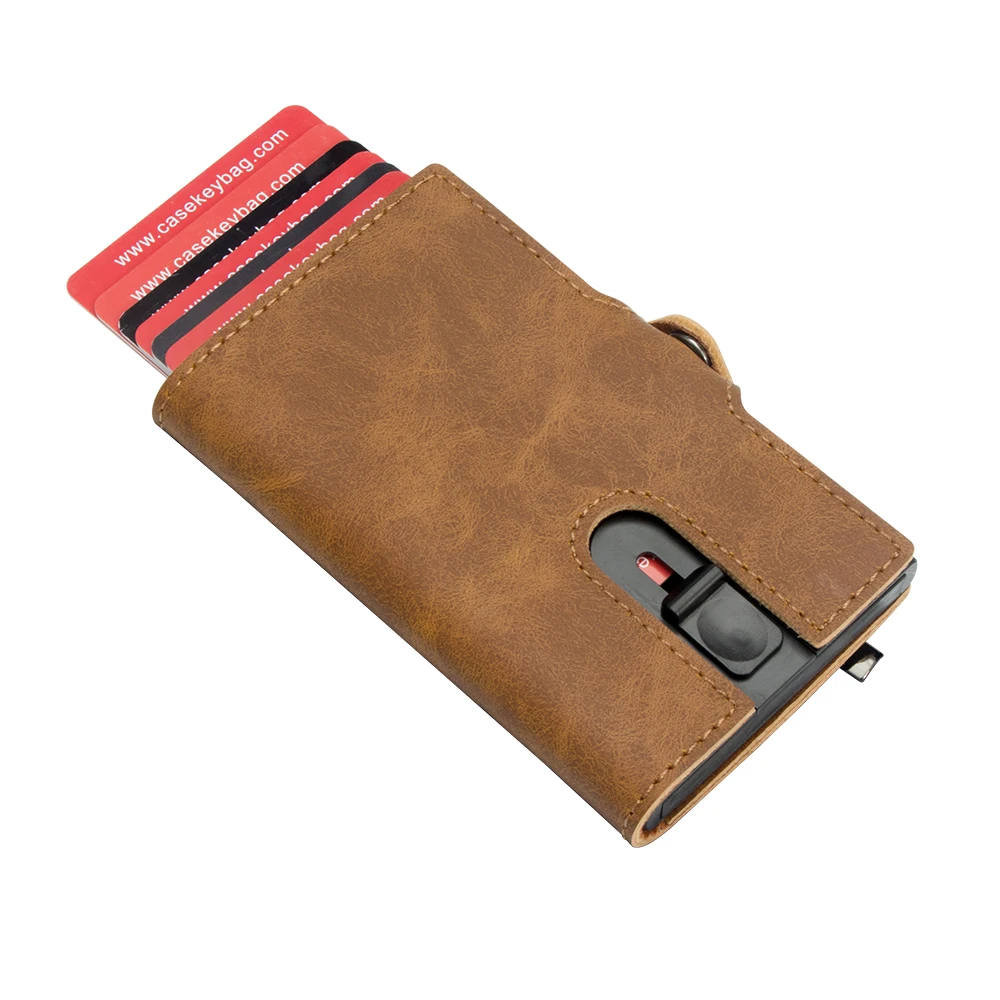 Wholesale Custom Logo Men Slim Card Holder Billetera Smart Rfid Wallet Pu Leather Pocket Pop Out Wallet with Elastic Band