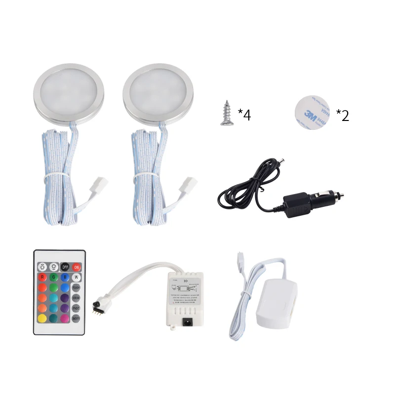 Hot Sales Rgb Inner Car puck Lighting Kit  Rechargeable Under Round Cabinet CE Adapter soft box lighting kit