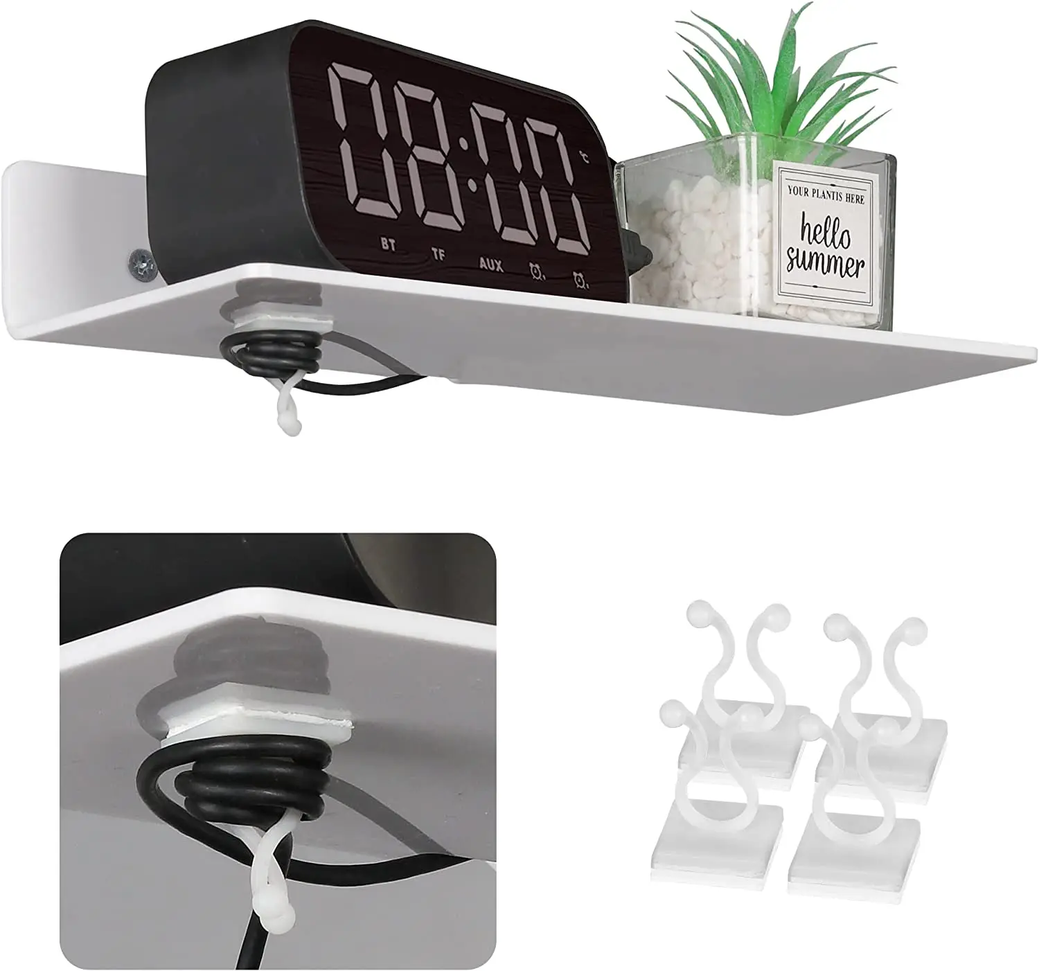 Clear Acrylic Floating Wall Shelves Bathroom Kitchen Hanging Mounted Storage Display Shelf