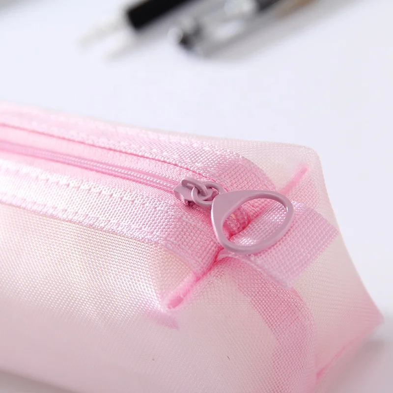 wholesale simple design college style comfortable fabric zipper round custom color stationery pen bag pencil bag