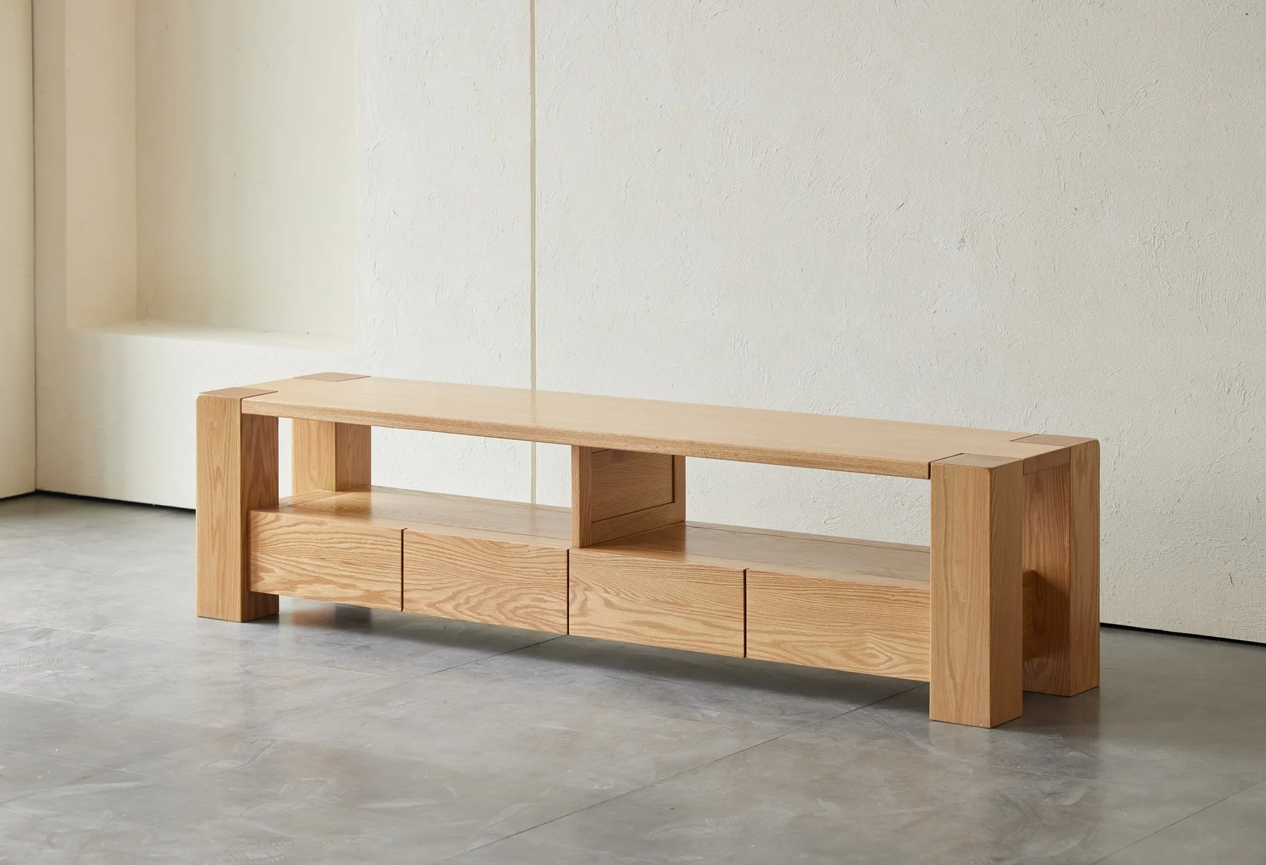 B1081 modern wooden tv rack designs simple tv cabinet solid oak wood tv stand furniture