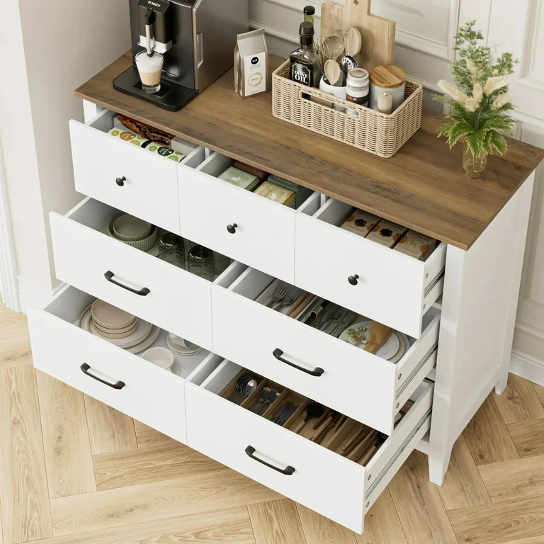 Modern Antique Small Tall Boy Vintage Industrial Metal White MDF Chest of Drawers Oak Solid Wood Classic Dresser Storage Cabinet