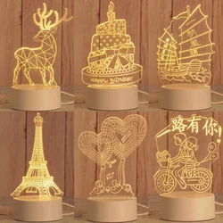 3D USB Charging Night Lamp  Color Changing Room Decoration 3D Led Night Lights