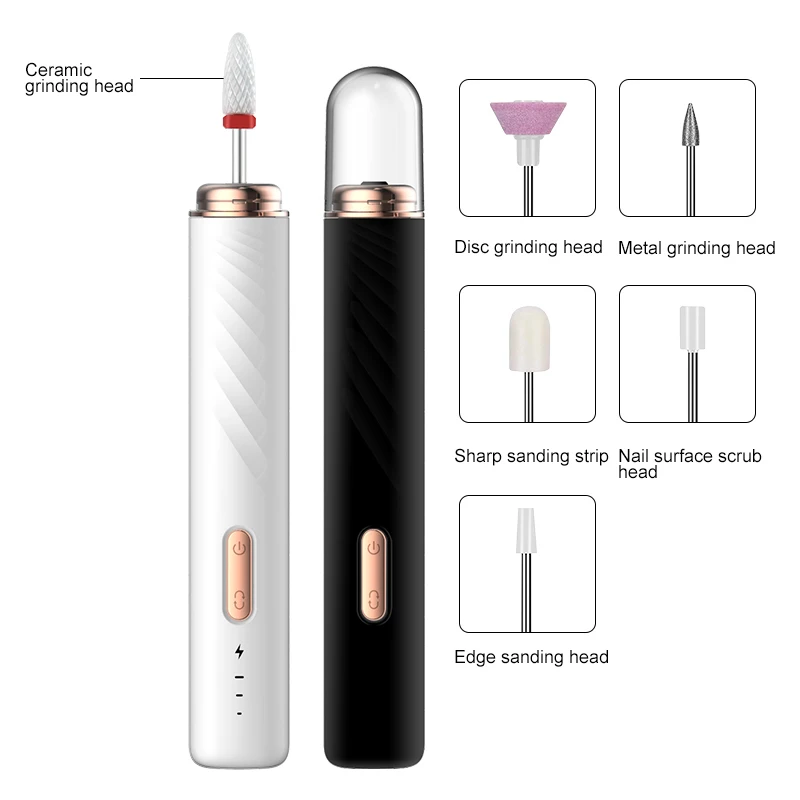Mini Electric Nail Drill Apparatus for Manicure Gel Cuticle Remover Pedicure Machine Milling Drill Bits Set Polishing Cutters