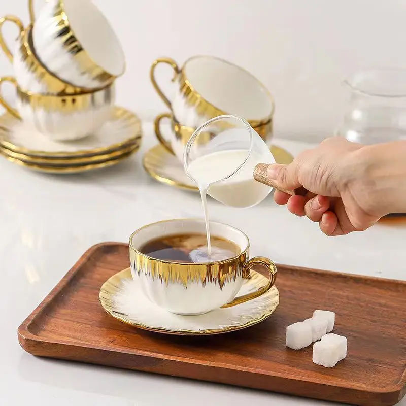 Ceramic Cups With Saucers, Espresso Cups and Saucers, Porcelain Coffee Cup and Saucer Set