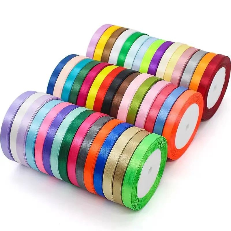 custom Satin Ribbon single face double face polyester silk satin ribbon satin ribbon polyester solid color