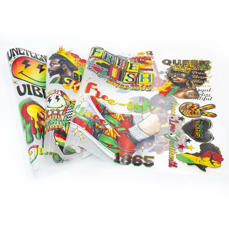 dtf transfers wholesale Hot peel black king queen design clear film screen print dtf transfers Juneteenth for garments