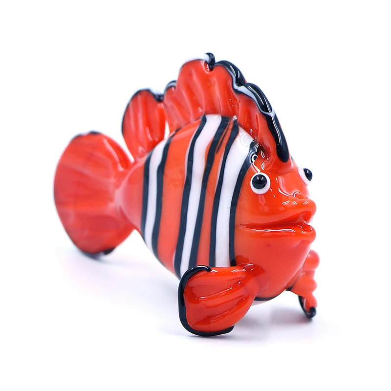 Handmade Murano Decorative Sea Creature Lampwork Glass Clown Fish Figurine