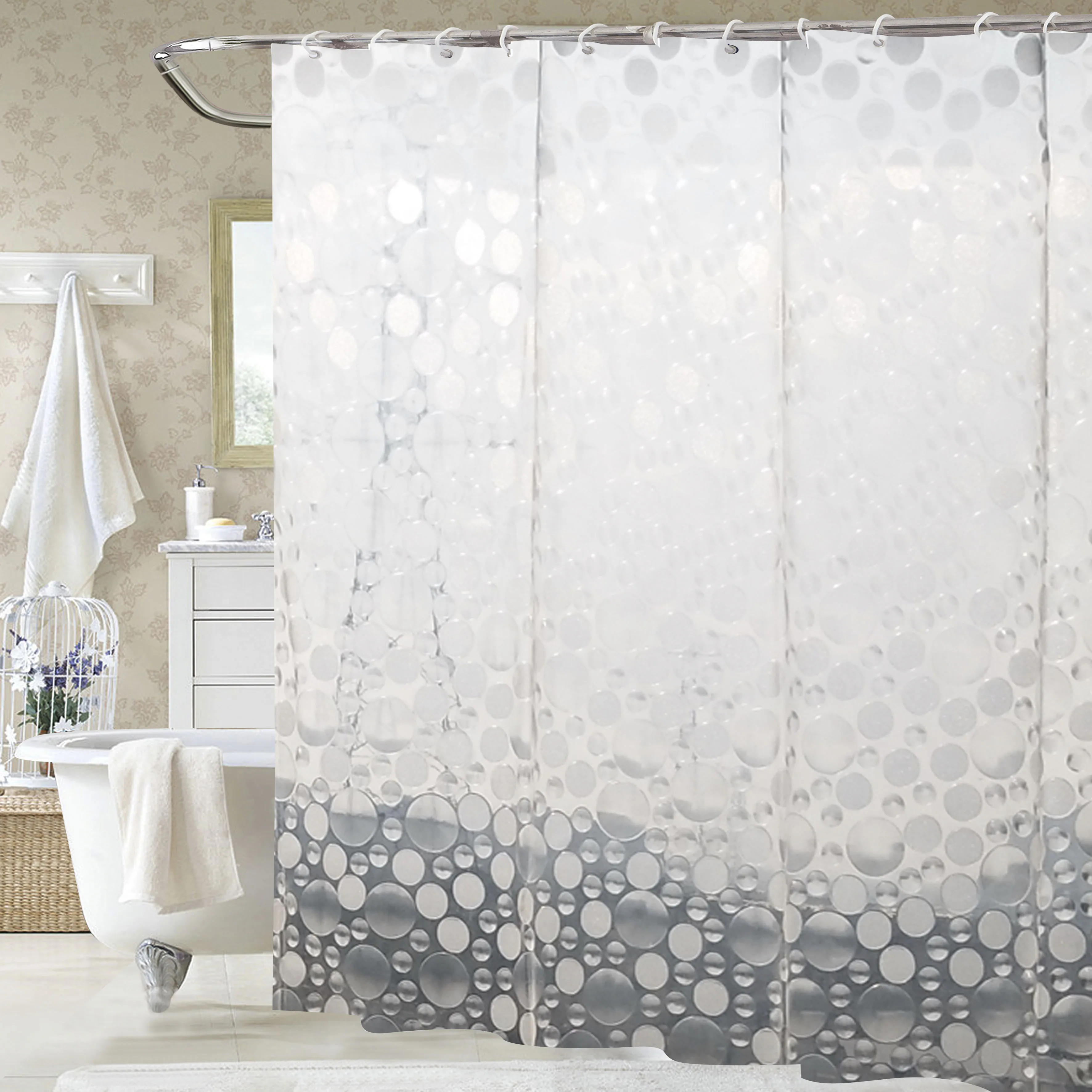 Hot sale eco-friendly customized 3D EVA plastic shower curtain support customized size and design bathroom accessories