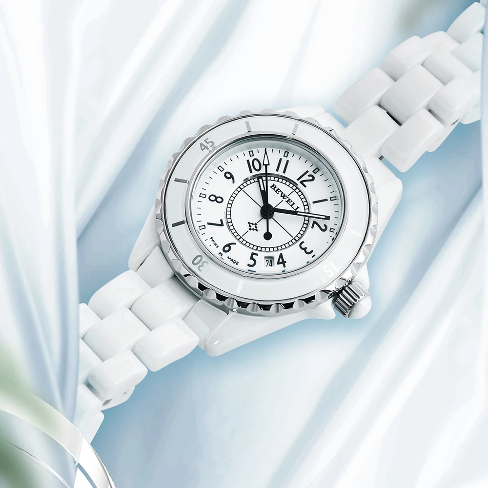 2023 bwell белые наручные часы для женщин керамические женские часы 3 АТМ водостойкие элегантные женские часы с индивидуальным логотипом