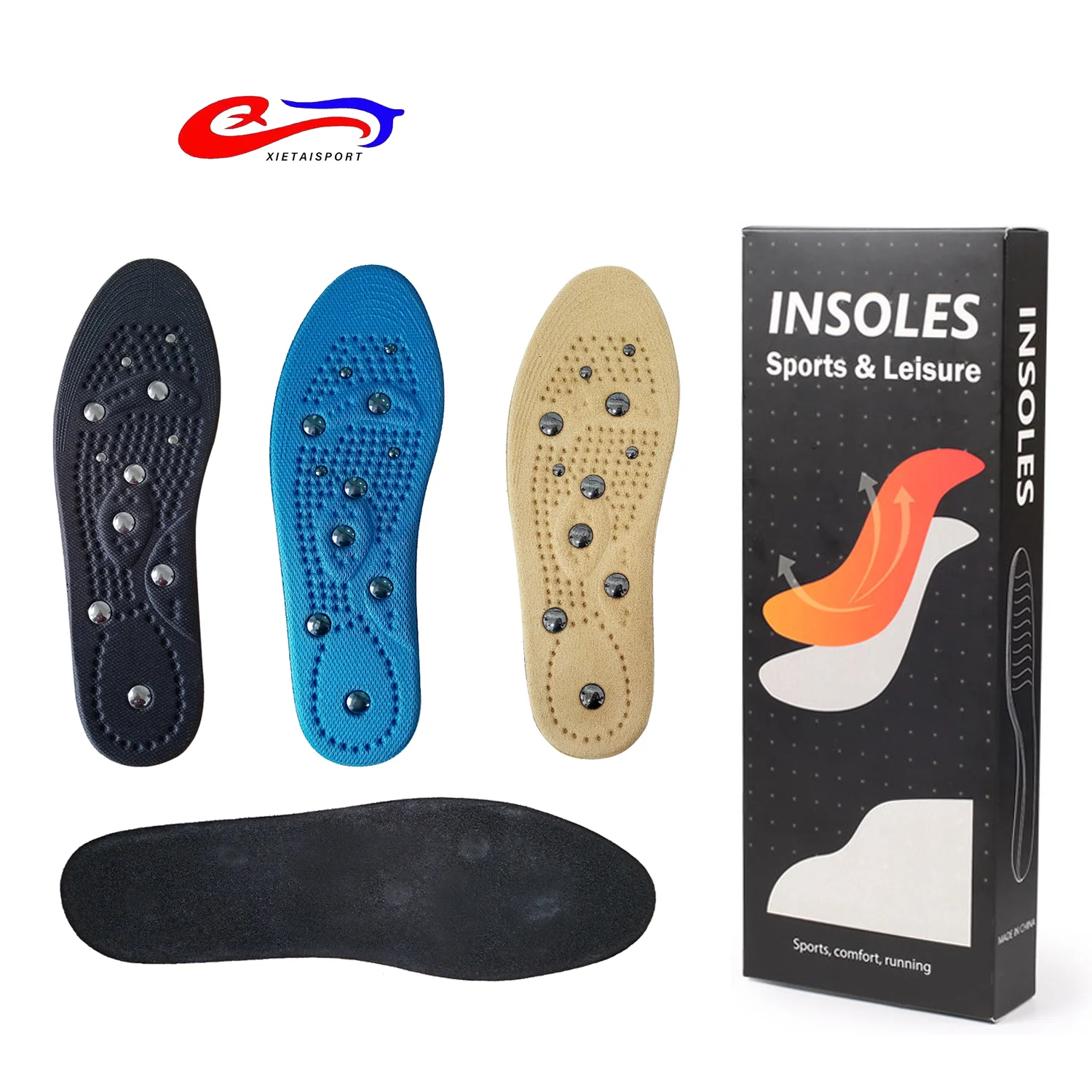 Unisex 14 magnets magnetic relieve foot pain plantar fasciitis sports comfort massage insoles
