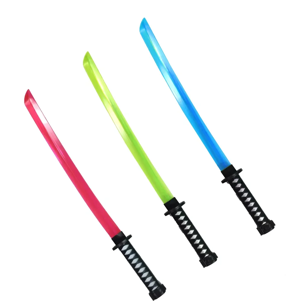 Classic Led Samurai Sword Wand with Sound Plastic Double Headed Demon Slayer Ninja Kids Toy Light Up katana Sword for Parties