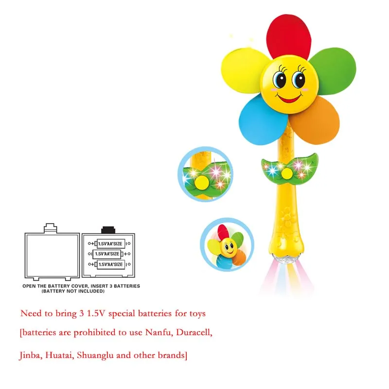 
2020 hot selling auto rotation flower windmill plastic blade music and light mini fan toy for kids 