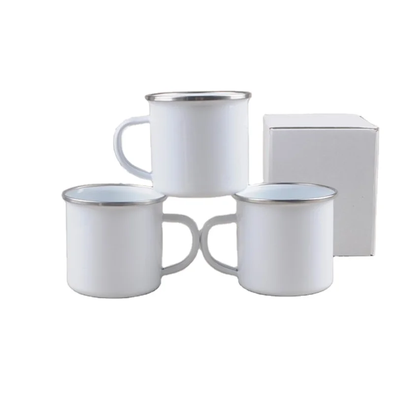 Wholesale promotional custom logo 350ml camping printing enamel christmas mugs