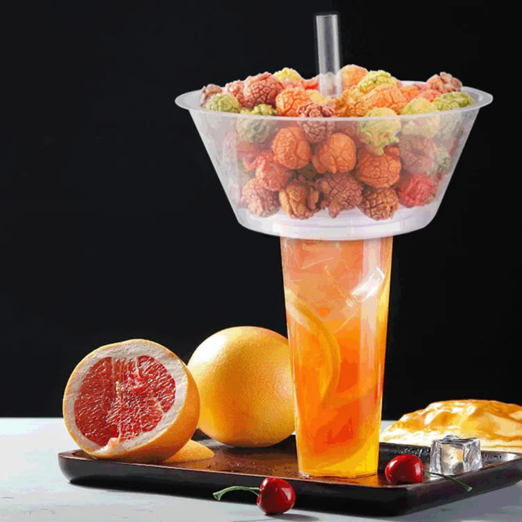 Chinese Moving Hot Pot 700ml Fried Chicken Snack Bowls Milky Tea Cups Fruit Salad Trays Popcorn Takeaway Chips Containers