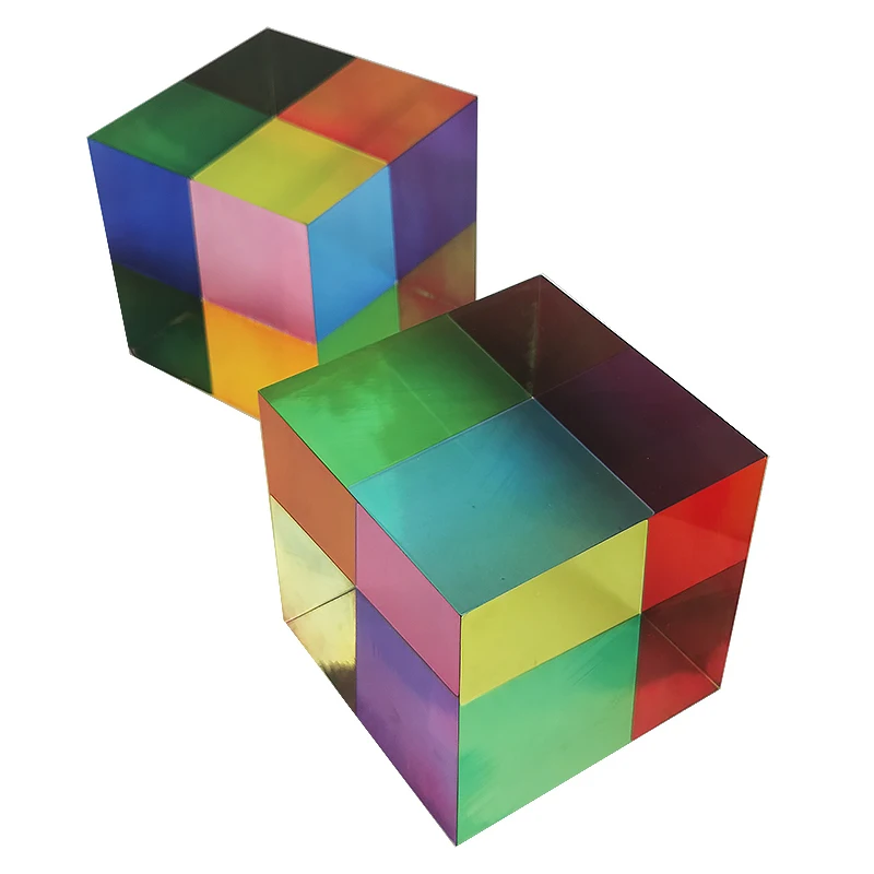 Customization  Square Mixing Crystal Color Cube PMMA Acrylic Magic Prism Cube For Decoration