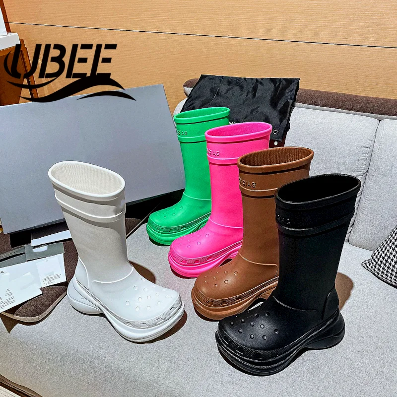 2022 New Arrivals Famous Brand Knee High Fashion Designer Brands Luxury Rain Boots for Women Boots Shoes