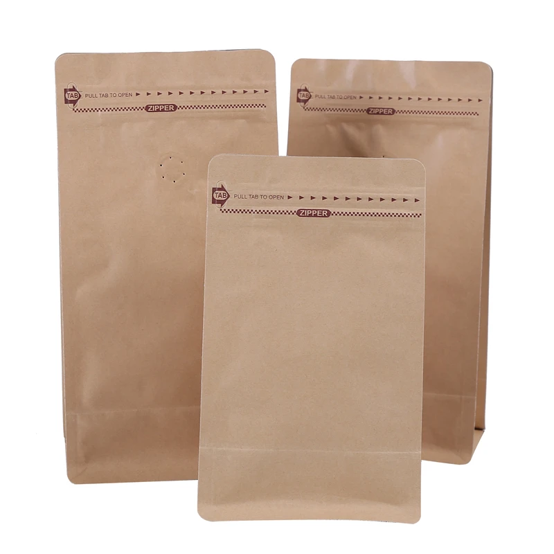 custom printed craft kraft paper matte white stand up flat botoom coffee bean package gusset side bag zip lock with window