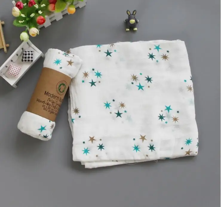 Wholesale Custom Printed Super Soft 2/4/6 Layers 100% Organic Cotton Bamboo Newborns Wrap Set Baby Muslin Swaddle Blanket