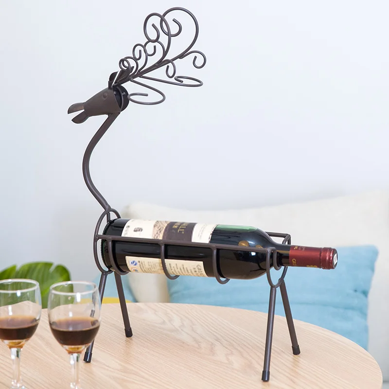 modern home decor wire wine rack deer statues metal wine bottle holder