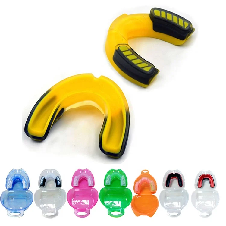 Custom eco heat setting eva silicone gel martial art pink mouth guard football rugby mma boxing mouth guard for grinding teeth