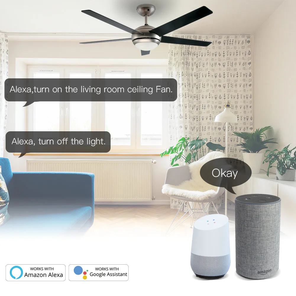Wi-Fi RF потолочный вентилятор с настенный светильник Smart Life Tuya беспроводной пульт дистанционного управления Умный дом система автоматизации 2/3 способ таймера