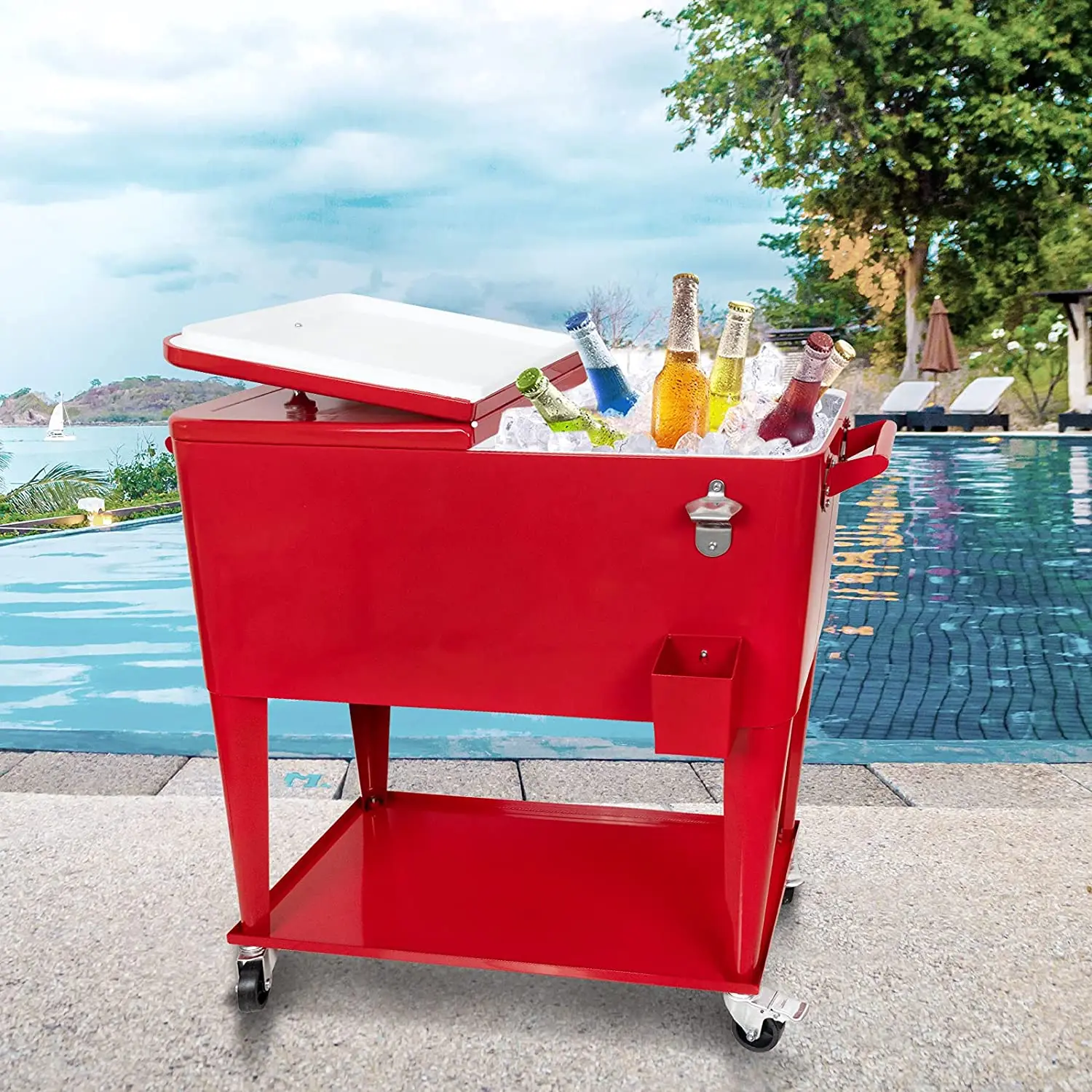 80 Quart Outdoor Mental Waterproof Ice Chest Cooler Box With Wheels Picnic Cooler Bag Reusable Ice Cooler Bag