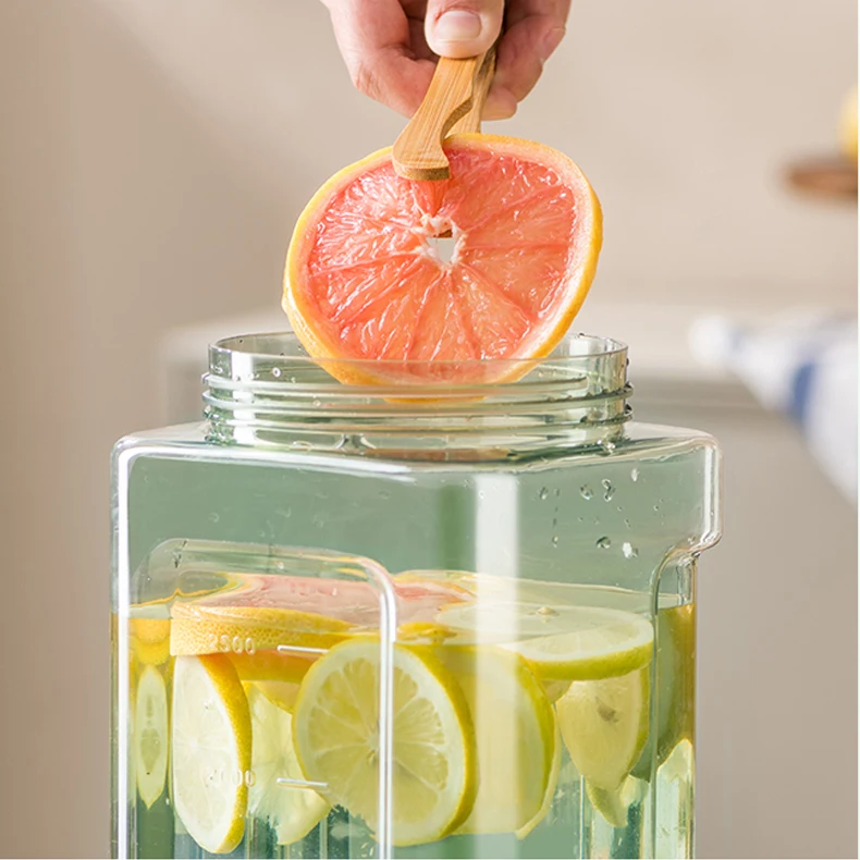 3.5l Refrigerator Cold Kettle Fruit Lemon Teapot Beverage Tap Dispenser Large Capacity Ice Water Dispensing  juice bucket cups