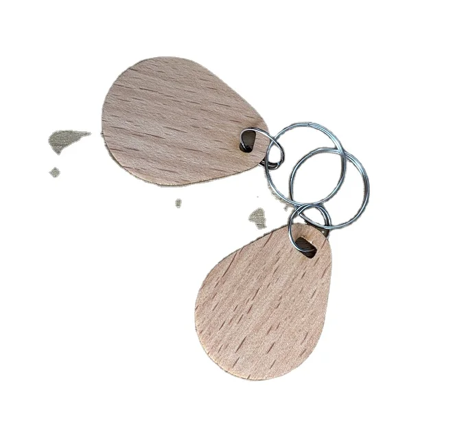Factory Whole Sale Customized High Quality NFC213 M1 RFID HF 13.56 MHz Smart Wooden Keyfobs Keychains Keytags