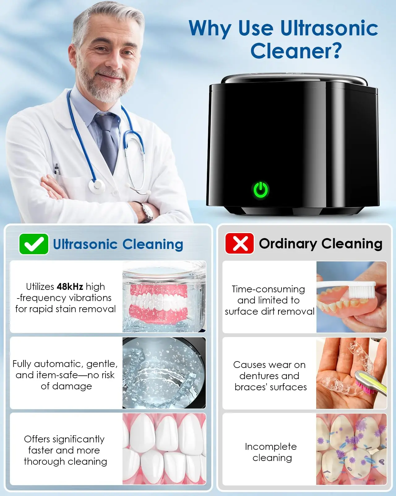 High Quality Of Bottom Price 350ML capacity uv ultrasonic denture cleaning machine for High-end people commonly use