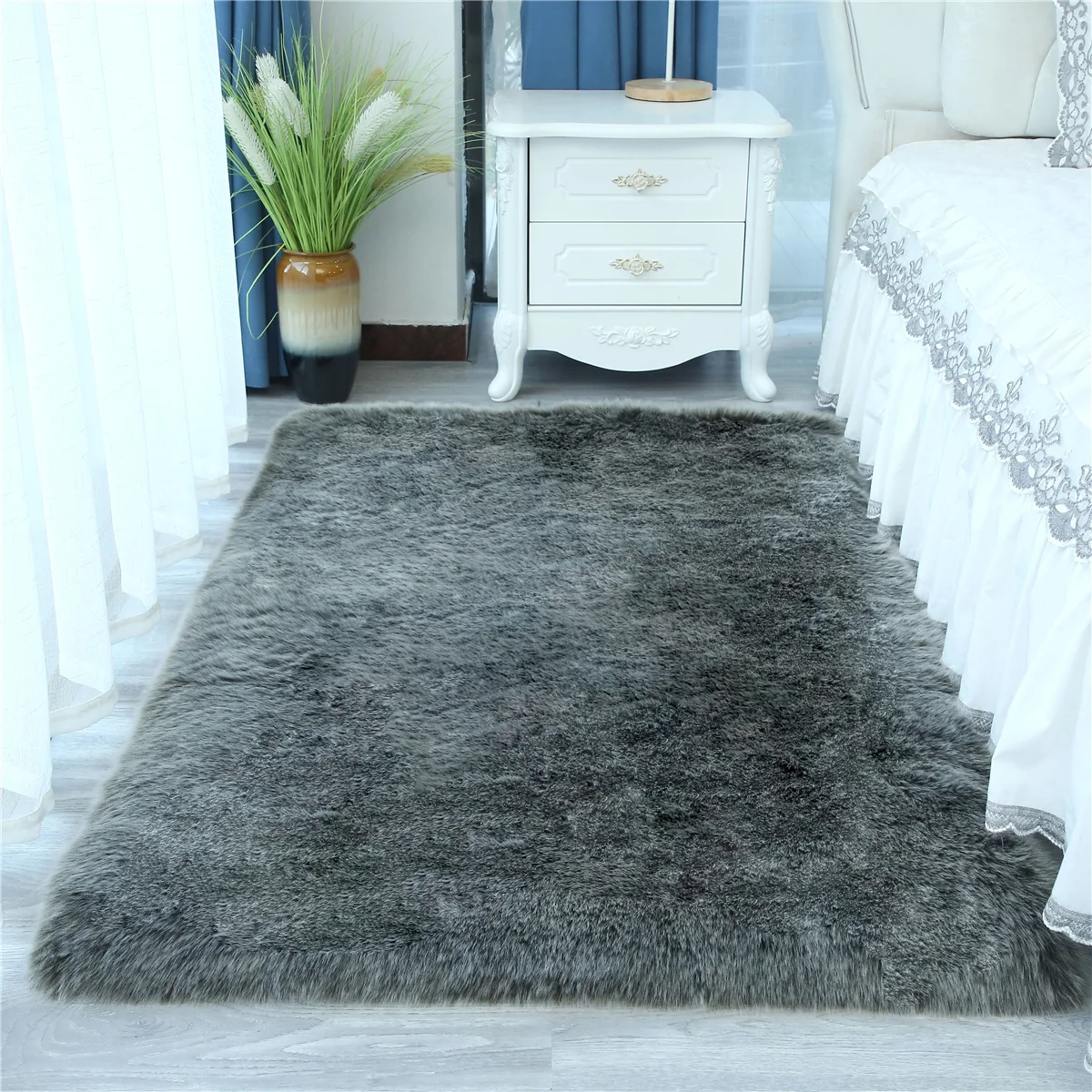 Custom Sheepskin Fur Carpet High Pile Floor Mat Sofa Bed Beside Fur Rugs Carpets Living Room Door Mat Fur Carpet
