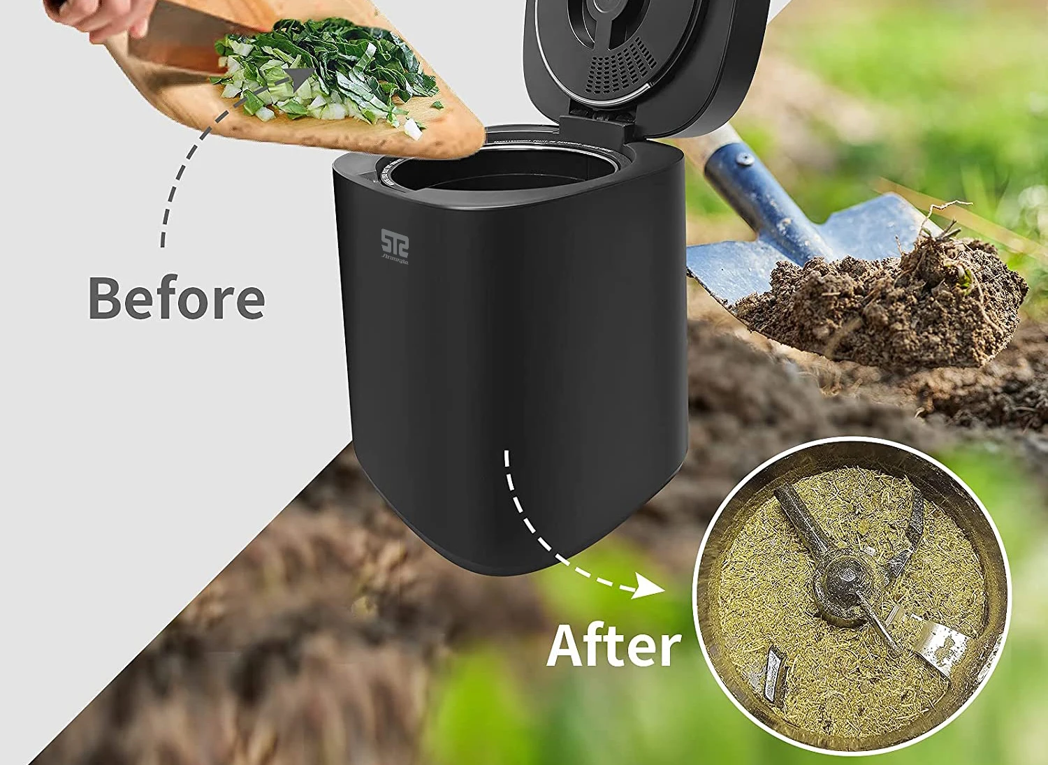 Electric Stainless Steel Kitchen Compost Bin Air Switch Automatic Waste Disposal Equipment Dishwasher Connectable Household