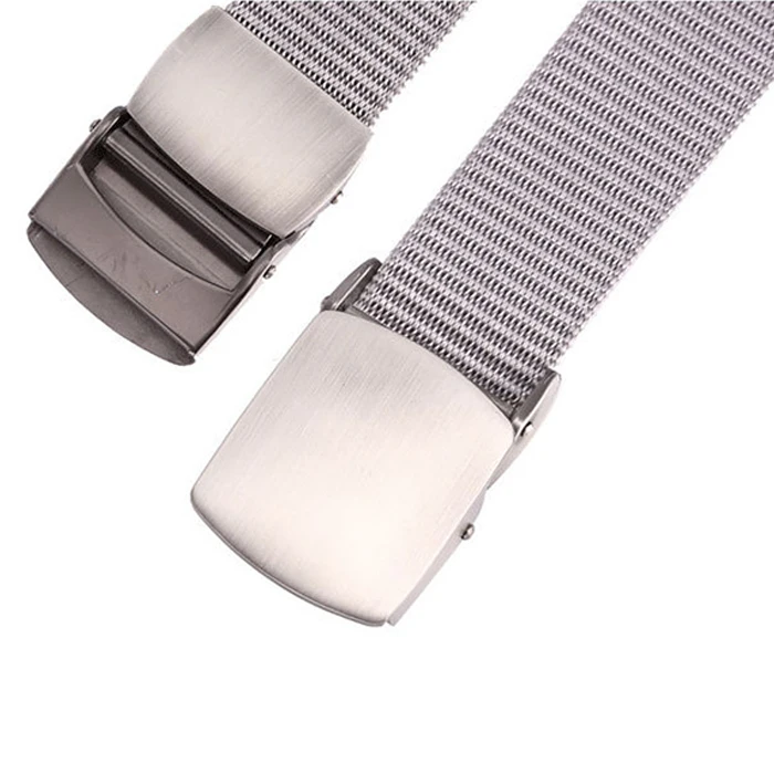 Custom Fabric Belt Buckle Logo Metal Nylon Braid With Plastic Buckles Canvas Polyester Belt For Men