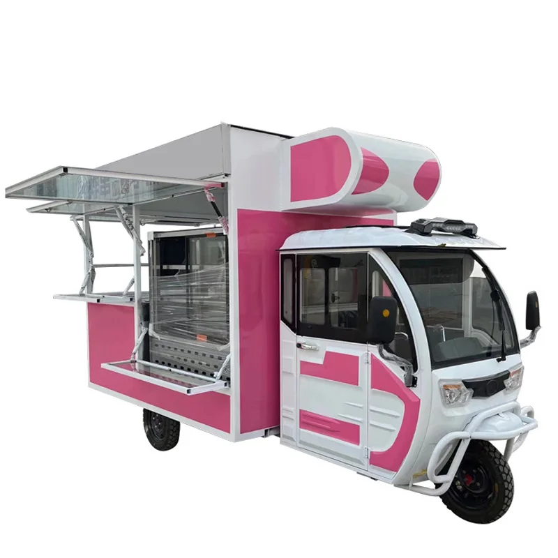 2023 Hot Selling Factory Outlet Multipurpose Mobile Electric Fast Food Snack Beverage Drinks Tricycle Pedicab Three-wheeler