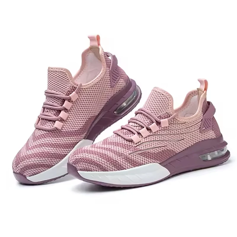 Tiger master air cushioned anti-smashing steel toe puncture proof light weight sport type safety shoes pink for women