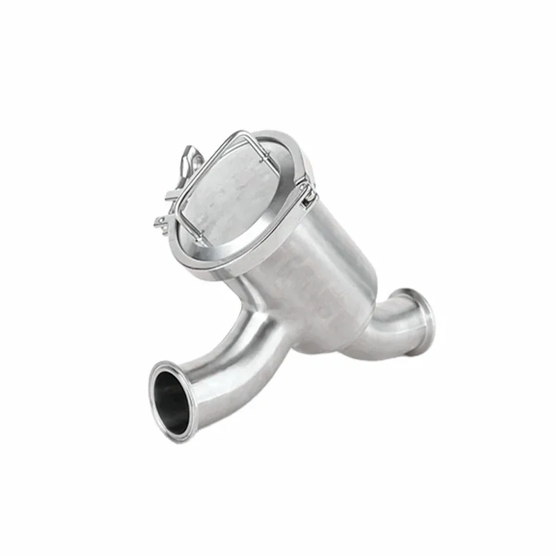 TC clamp hygienic filter in-line body type with perforated screen tri clover compatible strainer full assembly