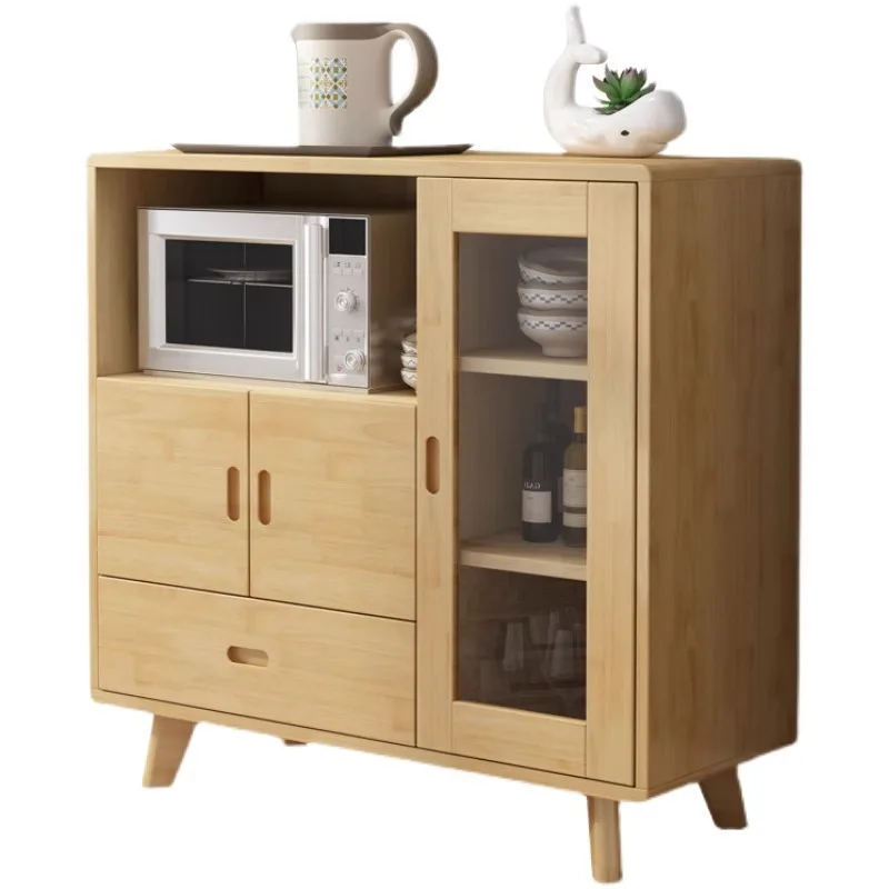 High quality kitchen modern furniture dining room wooden sideboard rock panel solid wood high storage space customized