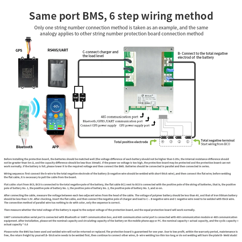 12 В/24 В/36 В/48 В/60 в/72 В/96 в BMS 3S-32S Smart Bms 20A/40A/60A/100A/150A/200A/система управления