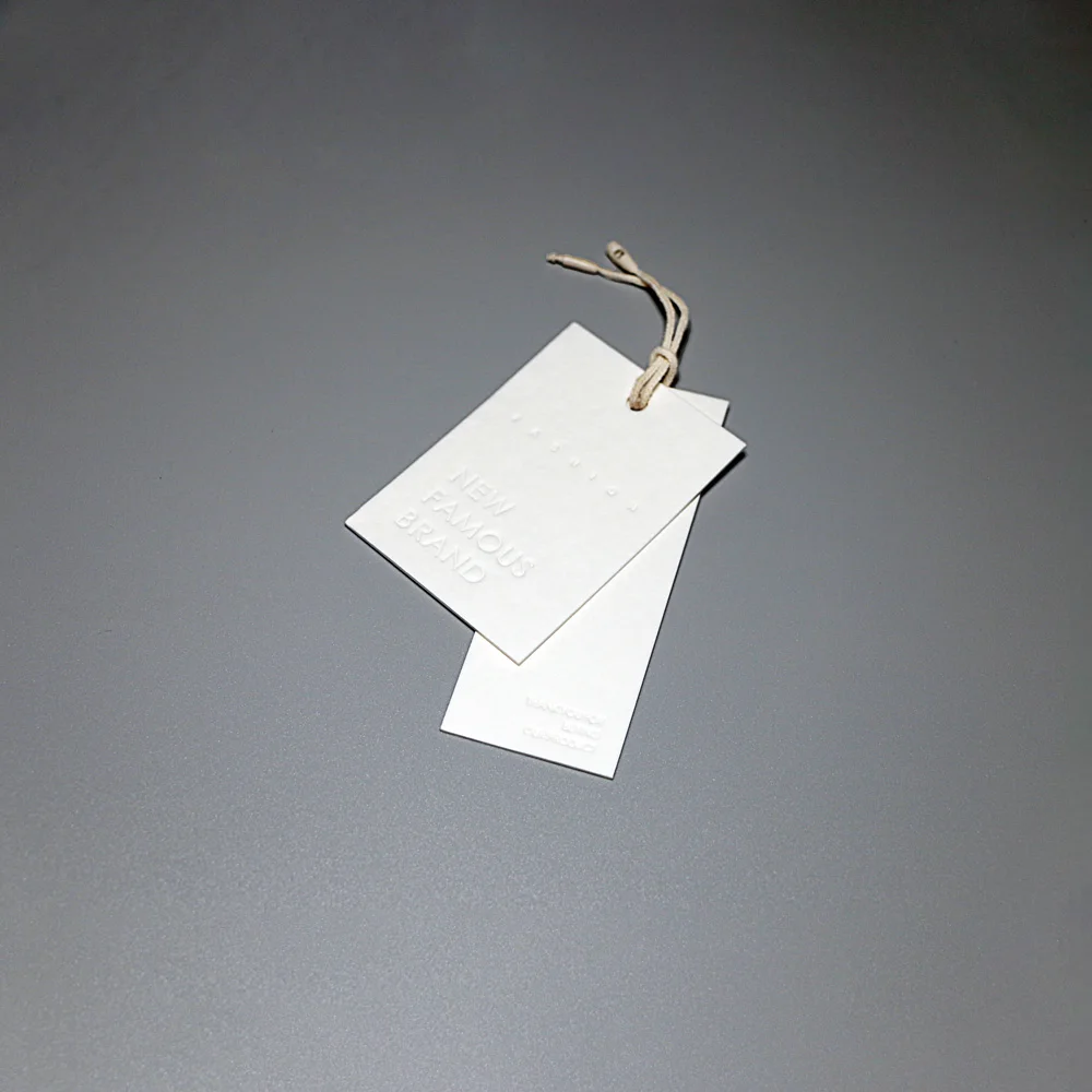 Tag Luxury Thick Paper Custom Made Garment Hangtag Swing Hang Tag Rope Embossed Label Clothing Accessories Price Tag