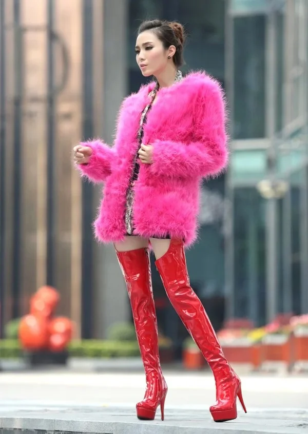 15 cm high with knees and the waist boots nightclub dance fashion models show sexy jumpsuits boots shoes