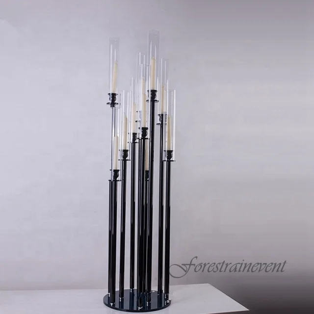 Black Metal Candelabra 8 Heads Candlestick Candle Holders Stands Wedding Table Centerpieces Flower Road Lead Party Decoration
