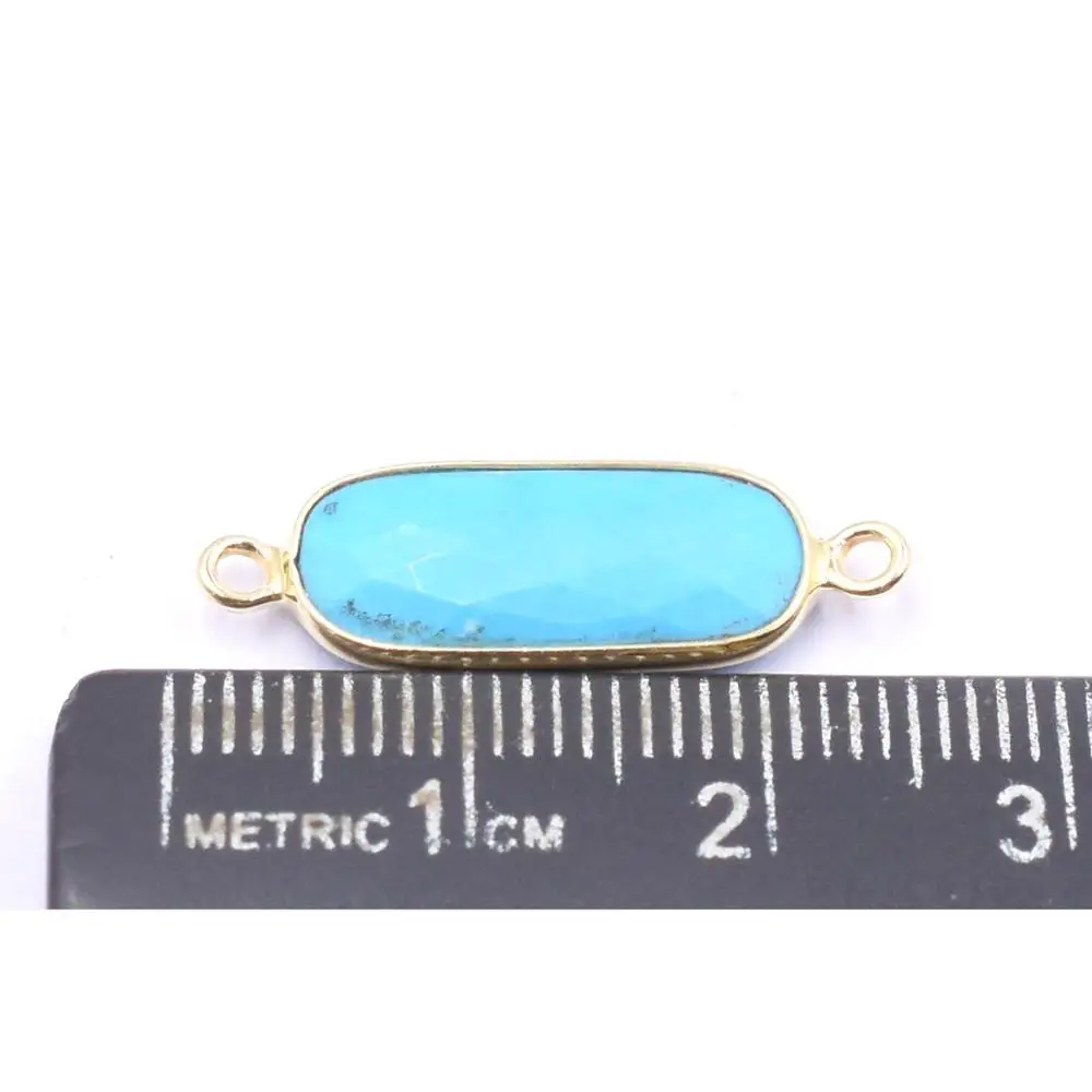 Howlite Long Oval Shape Silver Bezel Gold Plated Connector Virgo Sign Gemstone Connector