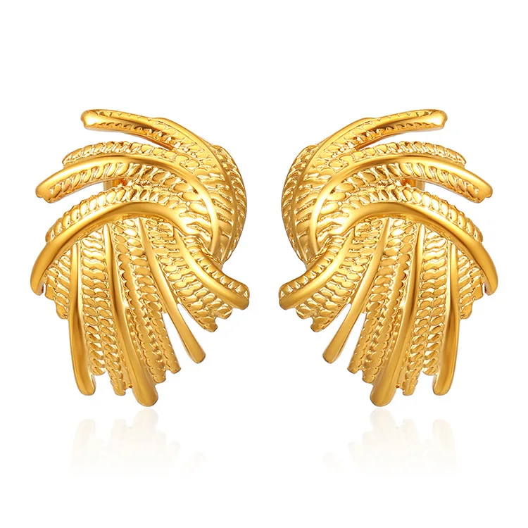 Fashion Stainless Steel 18K Gold Geometric Butterfly Heart  Stud Earrings Women Vintage Irregular Twist Earring Jewelry for Gift