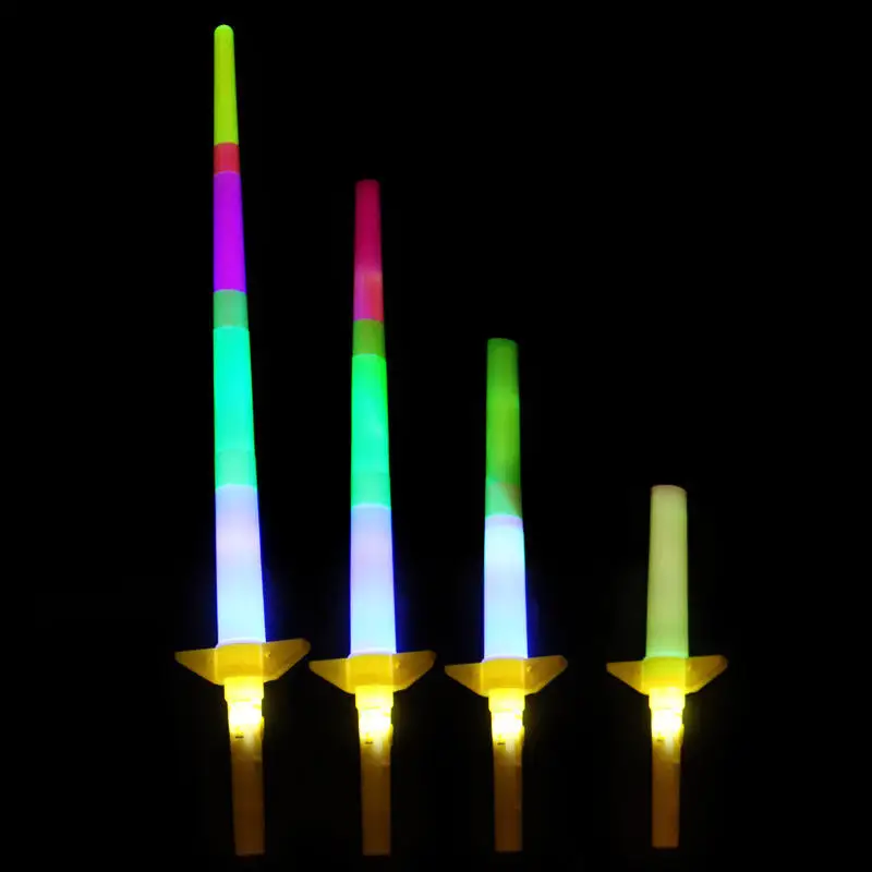 Hot selling four-section LED flash light sword retractable stick concert party children toys
