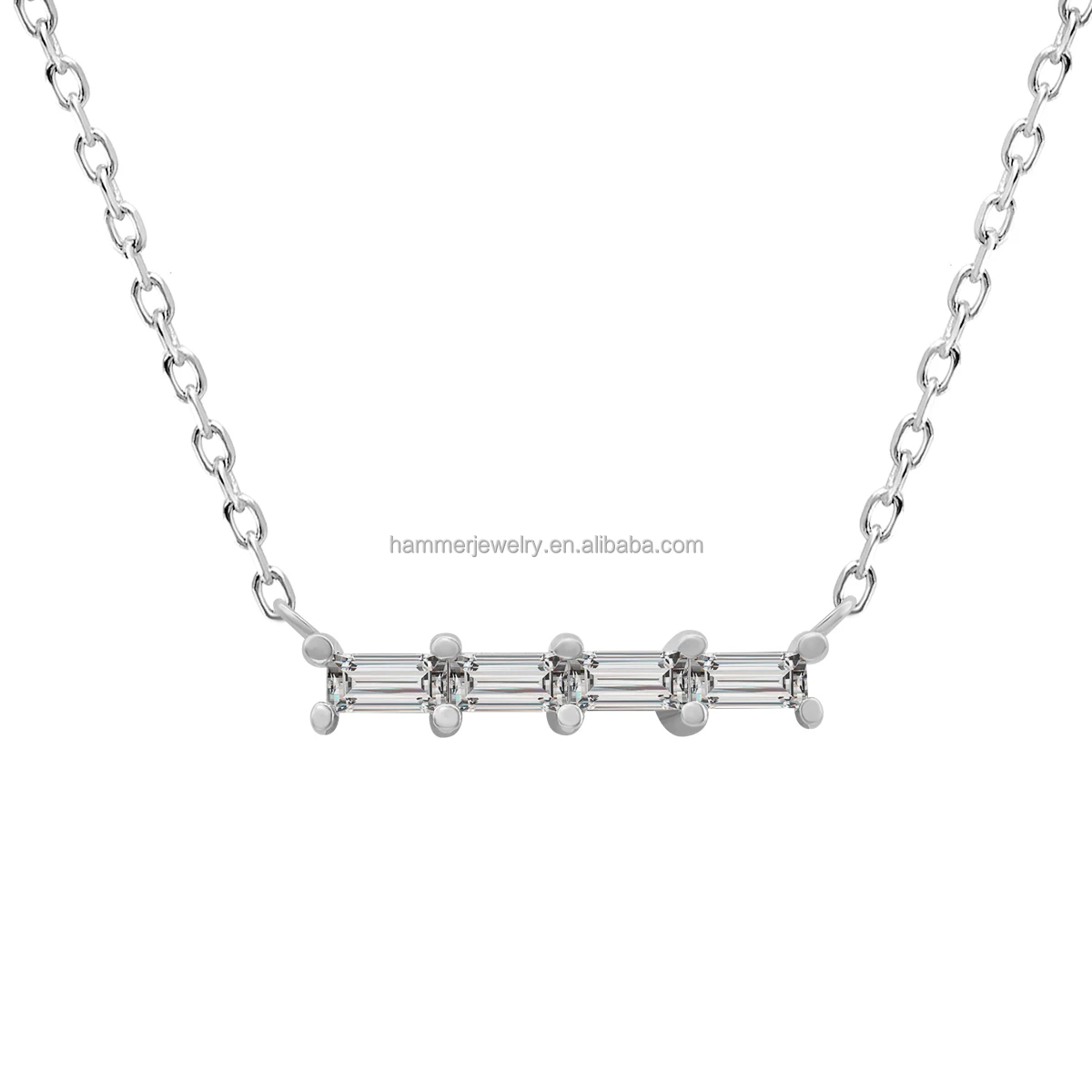 New Arrival 2023 Products Rectangle Necklace AU585 Solid Gold Jewelry 14k Lab-grown Diamond Necklace For Women