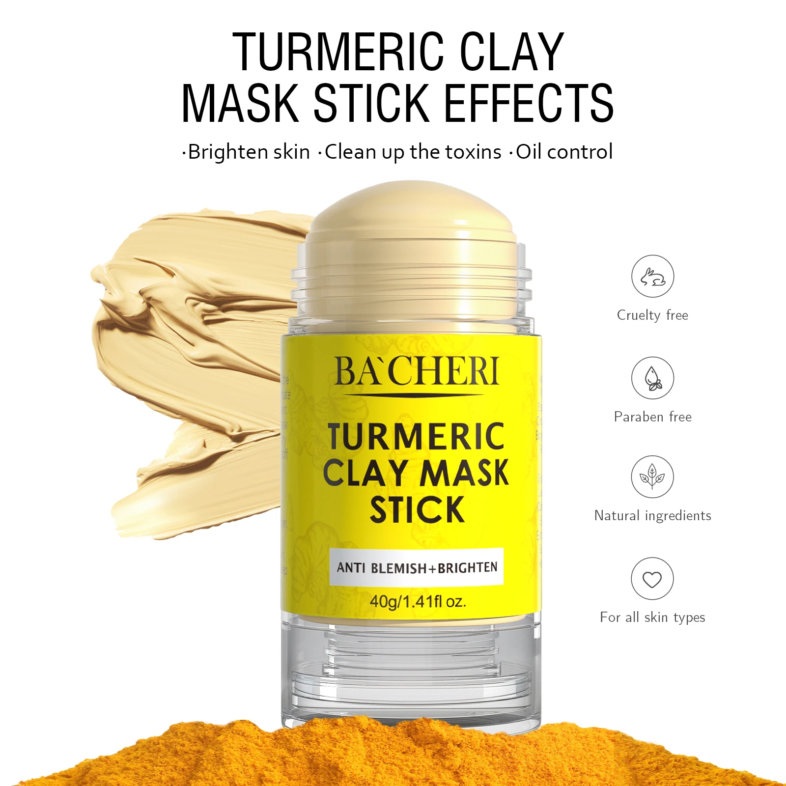 Kangrong Private Label Face Care Organic Brightening Whitening Deep Cleaning Kaolin Vitamin C Turmeric Clay Mask Stick