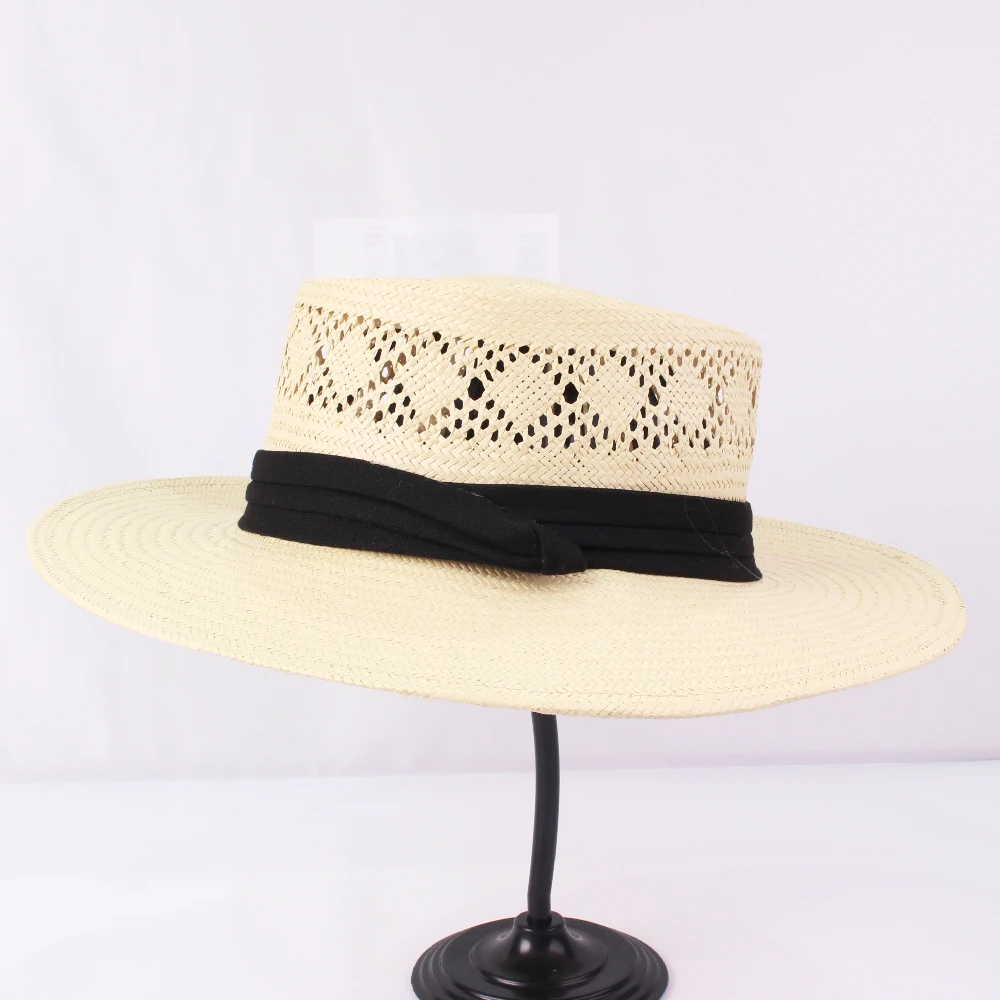 High Quality Straw Cowboy Panama Hat Custom Logo Summer Beach Wide Brim Raffia Straw Western Hat Wholesale Strohhut
