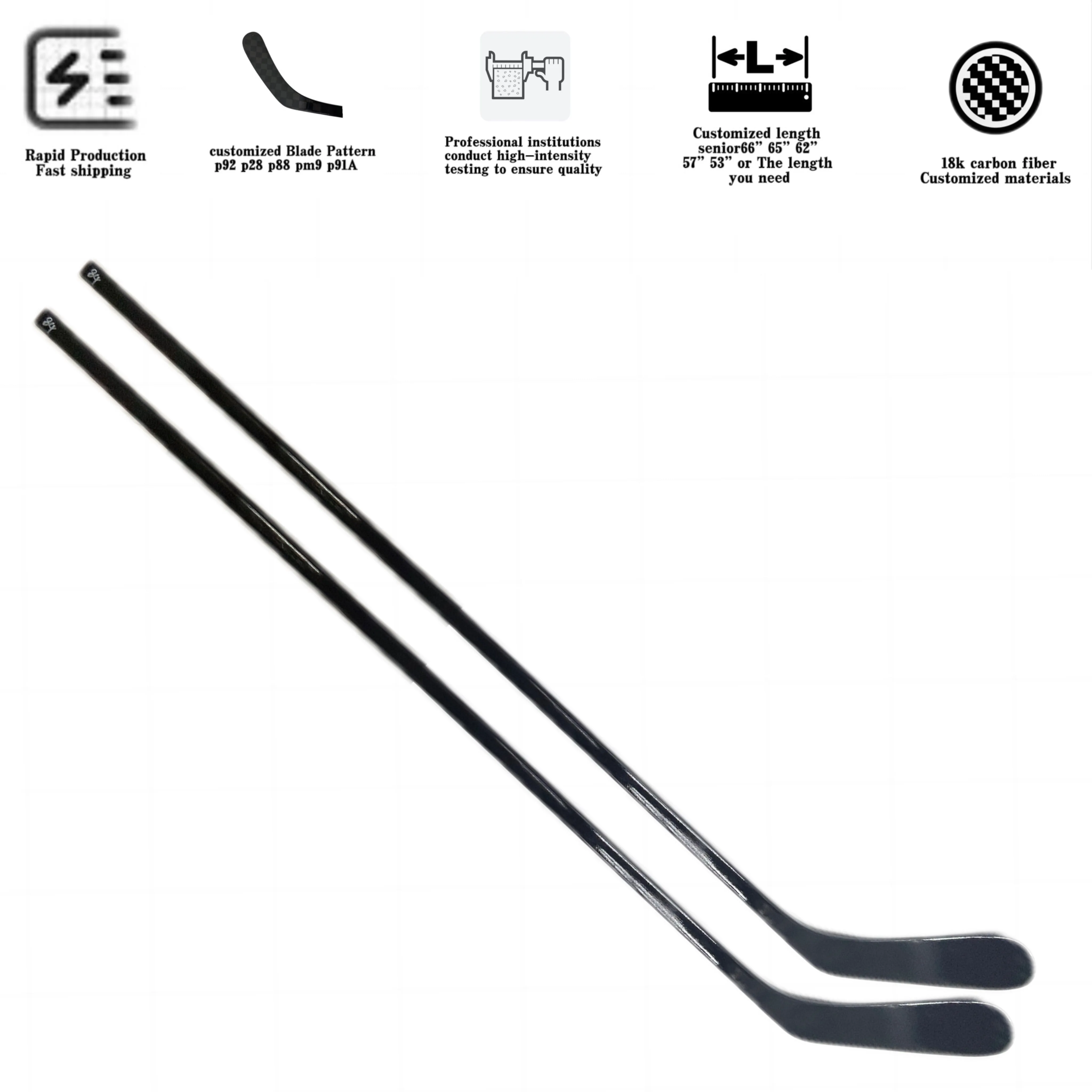 Customize Super Lightweight Carbon Fiber Pro Alfa 375g/395g/420g/450g 100% Carbon Material Carbon Ice Hockey Stick
