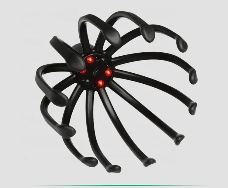 New Design Heads Wireless Vibration Silicone Scalp Electric Hair Massager Octopus Spider Music Red Light Head Massage Machine